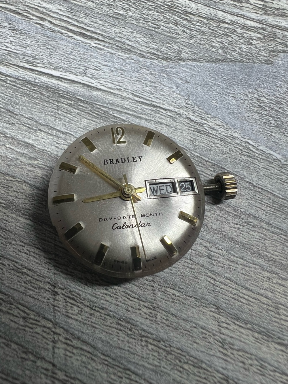 Bradley Day-Date Calendar Watch Movemenr in Silver and Gold
